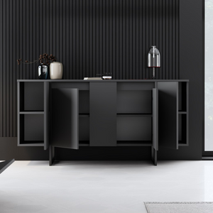 buffet boras noir 4 portes ouvertes