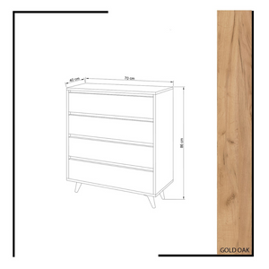 Commode 4 tiroirs bois et blanc dimensions lodz