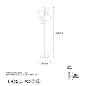 dimensions lampadaire candice 