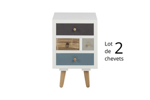 lot de 2 chevet drawer fond blanc