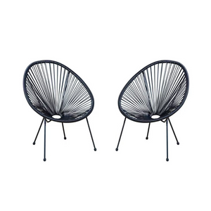 Lot de 2 fauteuils acapulco noir fond blanc