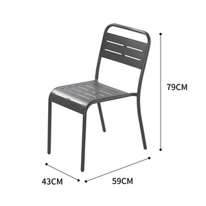 Salon de jardin repas 4 à 6 personnes en acier bergame gris foncé dimensions chaise