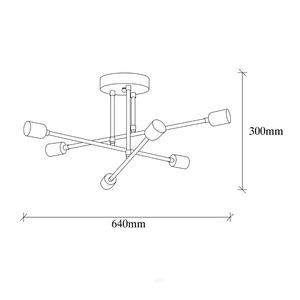 plafonnier noir 6 lampes andrea dimensions