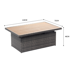 Table relevable en résine tressée Sahara - dimensions