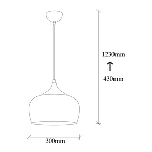 Dimensions suspension en cuivre Camille