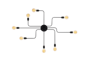 suspension noire 8 lampes zoe fond blanc