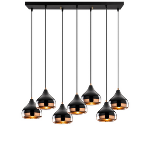 Suspension 7 lampes noir et cuivre Maya concept-usine fond blanc