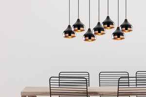 Suspension 7 lampes noir et cuivre Maya concept-usine ambiance