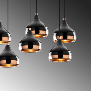 Suspension 7 lampes noir et cuivre Maya concept-usine zoom