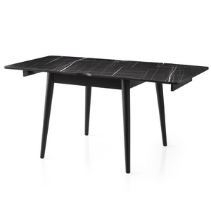 table à manger extensible marbre noir kavala fond blanc 3 quarts table format extensible concept usine