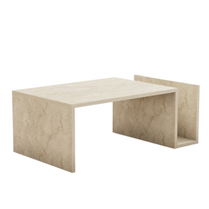 Table basse melmo en bois fond blanc 3 quarts