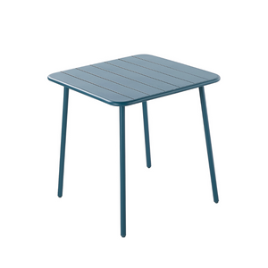 Salon de jardin 4 places acier bergame bleu fond blanc table