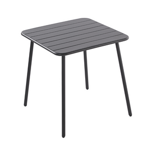 Salon de jardin 4 places acier bergame gris foncé  table fond blanc